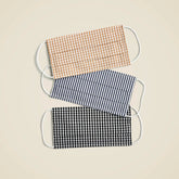 Pack-of-three nonmedical face masks in checks and stripes