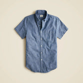 Short-sleeve indigo organic chambray shirt