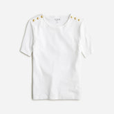 Perfect-fit elbow-sleeve T-shirt with buttons