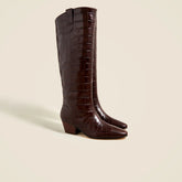 Piper knee-high boots in croc-embossed leather