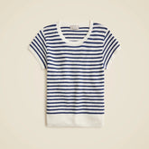 Ribbed featherweight cashmere T-shirt in stripe