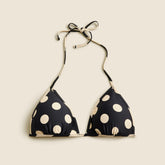String bikini top in reversible dot-stripe print