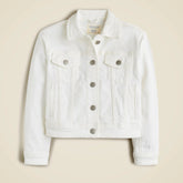 Girls' cropped denim trucker jacket in white