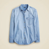 Petite Garçon classic chambray shirt in medium wash