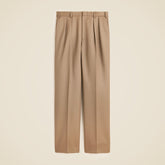 Relaxed-fit double-pleated trouser in Italian wool cavalry twill