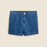 A-line denim short in blue twill