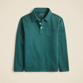 Kids' garment-dyed long-sleeve polo shirt in broken-in-jersey