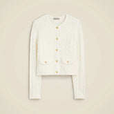 Odette cable-knit sweater lady jacket in cotton-blend bouclé