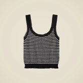 Pointelle sweater-tank in striped premium ultrafine cotton