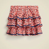 Girls' tiered mini skirt in heart-print voile