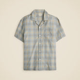 Short-sleeve cotton gauze camp-collar shirt