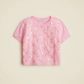 Girls' short-sleeve lattice-sequin T-shirt