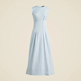 Pintuck midi dress in stretch twill