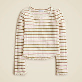 Girls' long-sleeve pointelle-knit T-shirt