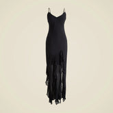 Ruffle slip dress in chiffon