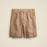 Big-fit pleated suit short in Italian linen
