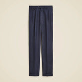 Relaxed-fit double-pleated trouser in linen herringbone