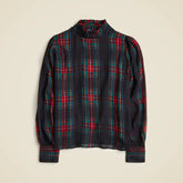 Ruffleneck top in Stewart tartan chiffon