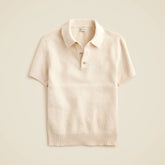 Short-sleeve cotton seed-stitch sweater-polo