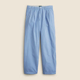 Relaxed-fit double-pleated cotton poplin chino pant