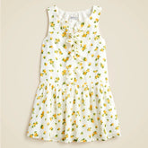 Girls' drop-waist ruffle dress in blurry rose print