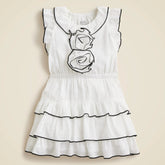 Girls' rosette ruffle-trim dress