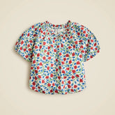 Girls' bubble-hem top in floral
