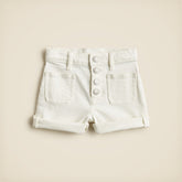 Girls' patch-pocket denim short in white