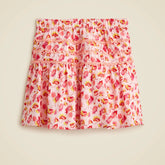 Girls' rickrack skirt in linen-cotton blend floral