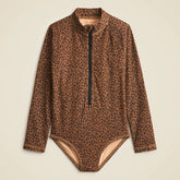 Girls' zip-up rash guard one-piece