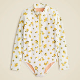 Girls' zip-up rash guard one-piece