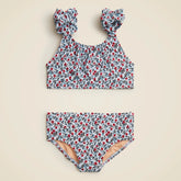 Girls' puff-sleeve two-piece swimsuit