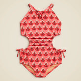 Girls' side-cutout one-piece swimsuit