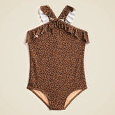 Girls' ruffle halter-neck one-piece swimsuit