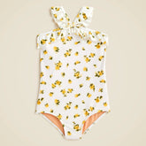 Girls' ruffle halter-neck one-piece swimsuit