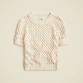 Pointelle embellished short-sleeve sweater