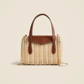 Small rattan top-handle bag