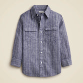 Kids' long-sleeve camp-pocket shirt in linen-cotton blend