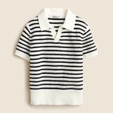 Kids' short-sleeve johnny-collar sweater-polo in stripe