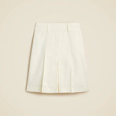 Pleated knee-length skirt in stretch linen blend