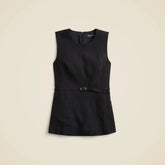 Sleeveless belted top in viscose canvas