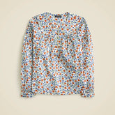 Shirred popover top in rosewood floral