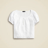 Puff-sleeve henley top in gauze