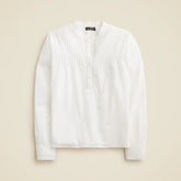 Pintuck lace-trim top in cotton voile