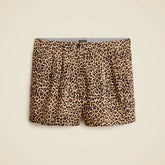 3" pleated heritage chino short in leopard