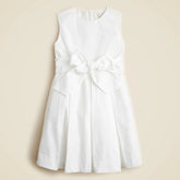 Girls' pleated bow dress in taffeta