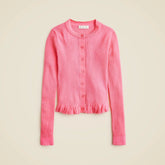 Ruffle-trim cotton gauze cardigan