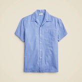 Short-sleeve Secret Wash cotton poplin camp-collar shirt