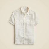 Short-sleeve viscose-linen blend shirt