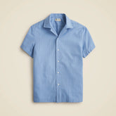 Short-sleeve cotton dobby camp-collar shirt